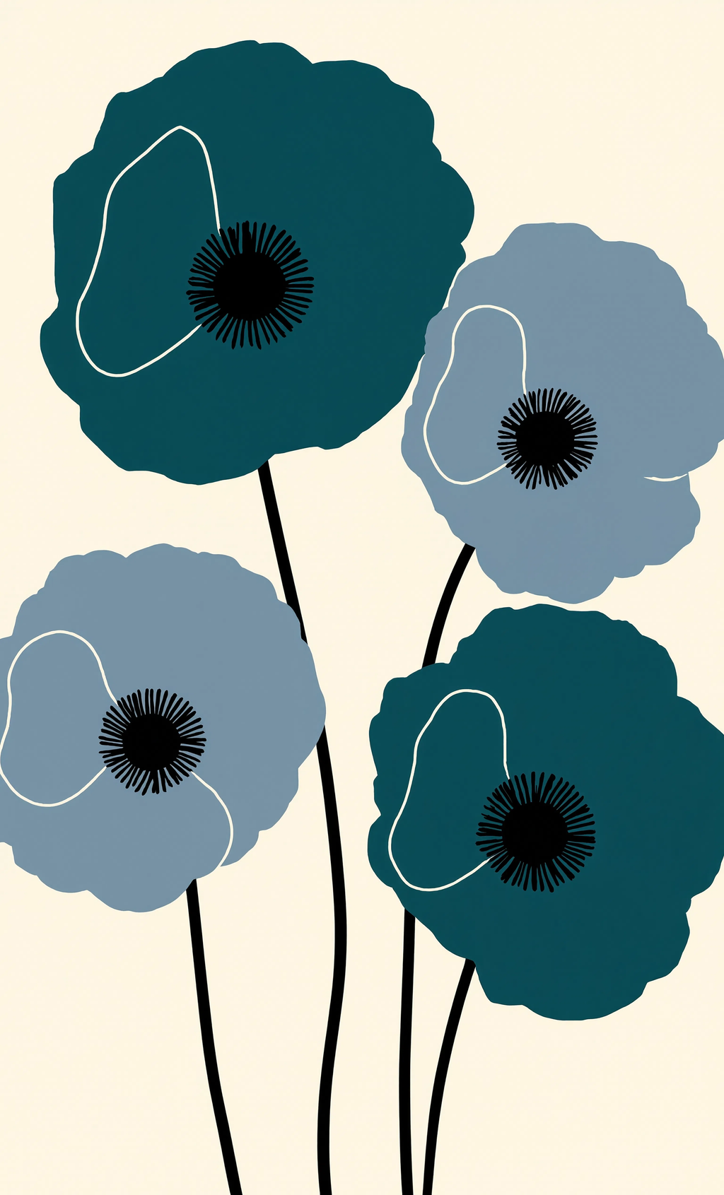 Teal Poppy Print | Contemporary Botanical Floral Wall Art