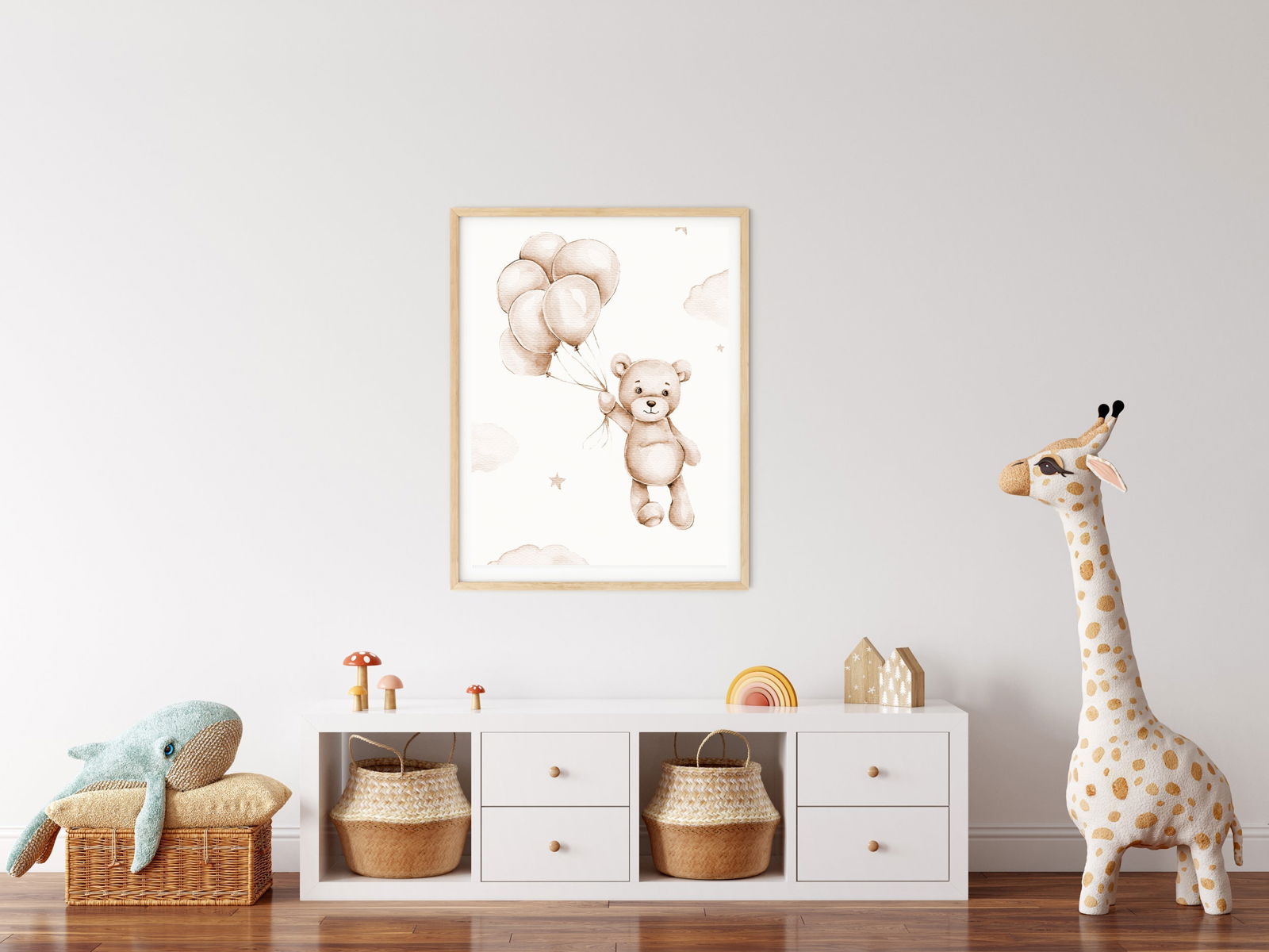 Teddy Bear with Balloons Poster