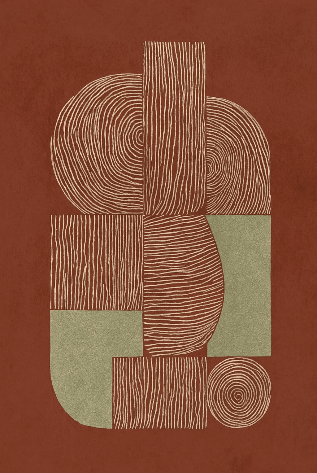 Terracotta Linework II | Contemporary Abstract Art Print