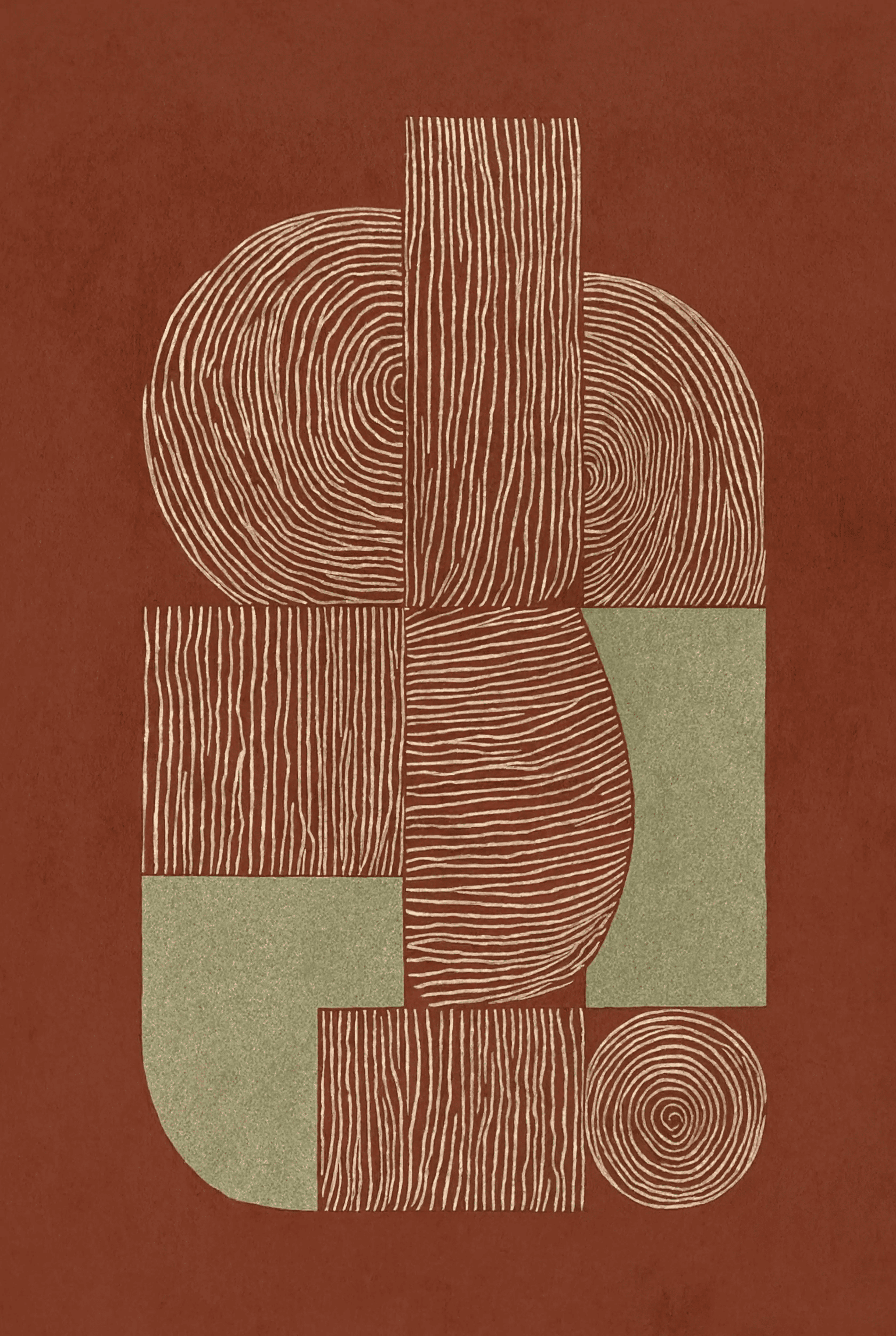Terracotta Linework II | Contemporary Abstract Art Print