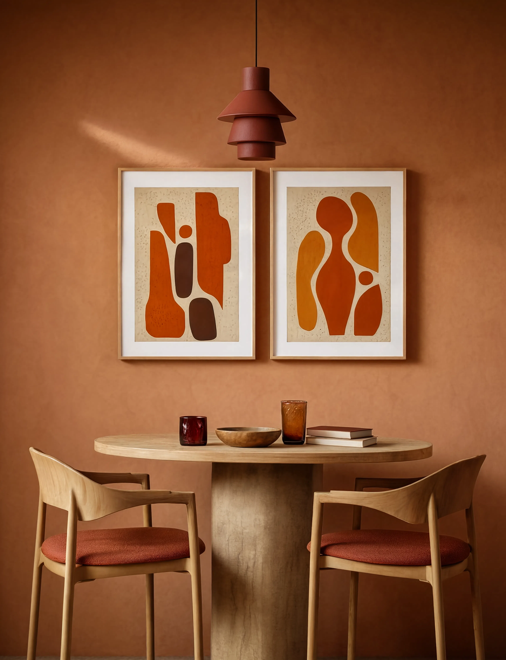 Set of 2 Terracotta Abstract Variation II & Terracotta Abstract | Contemporary Abstract Wall Art Prints