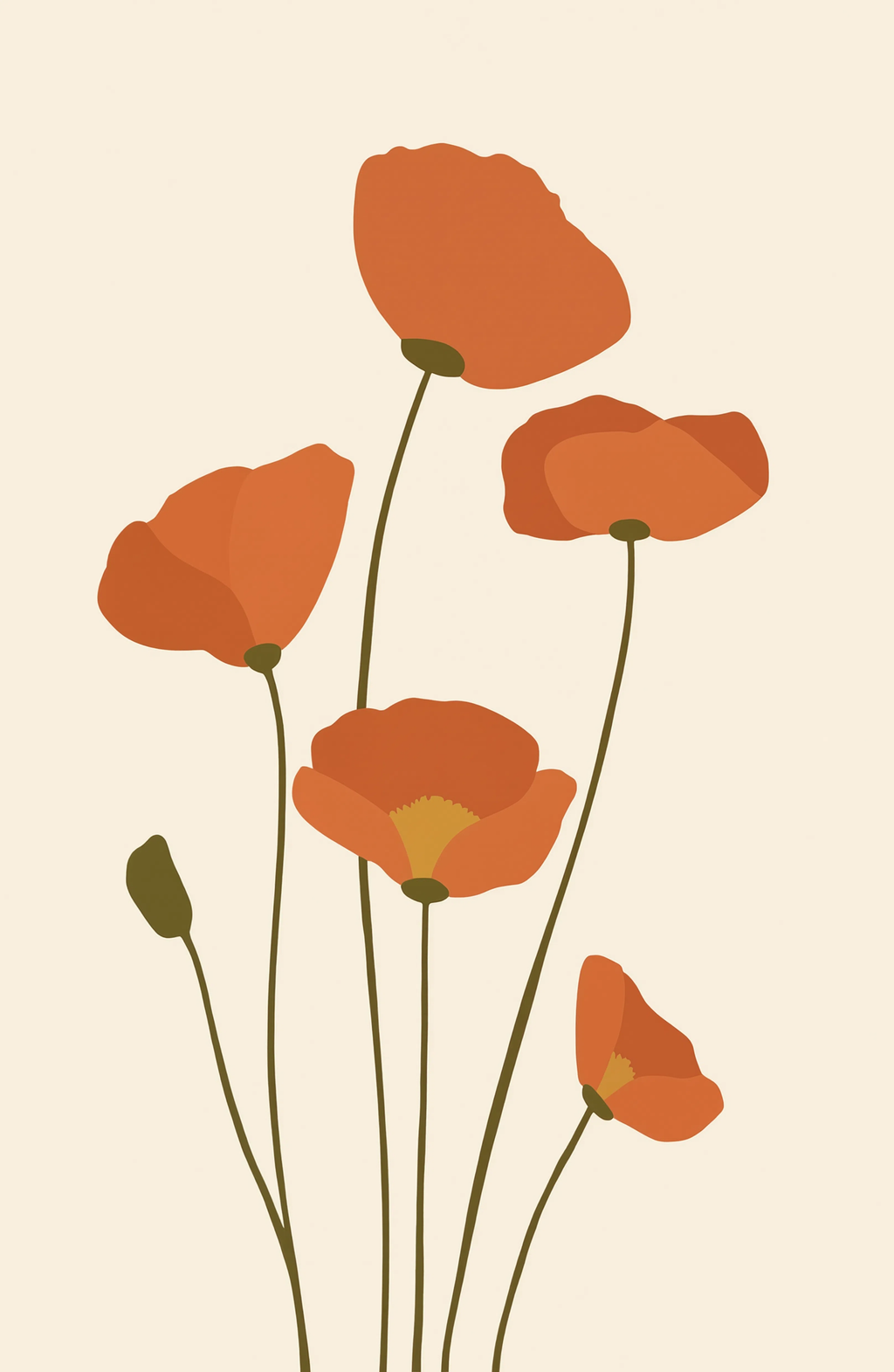 Set of 2 Terracotta Poppies & Veins of Grace | Contemporary Botanical & Figurative Wall Art