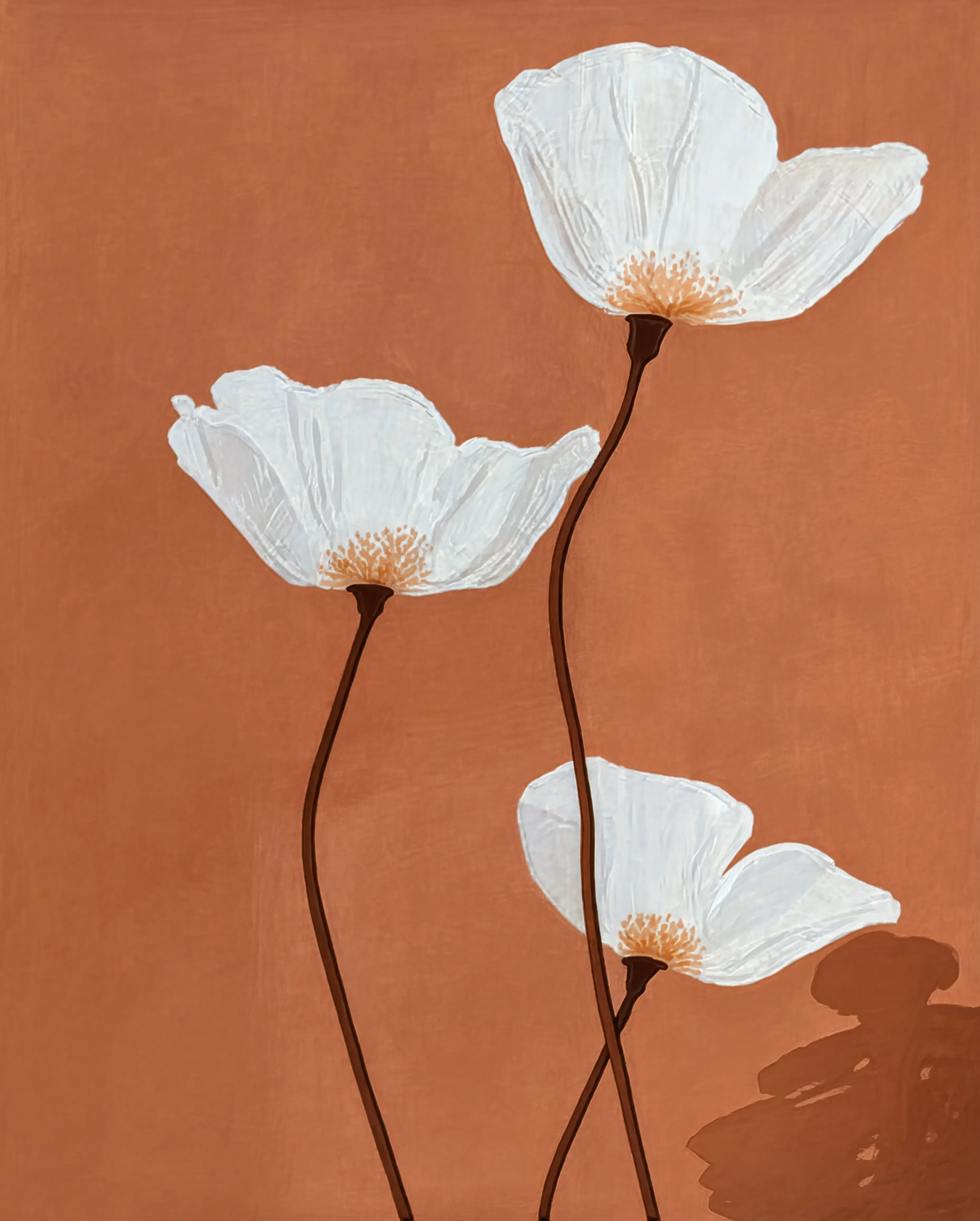 Set of 2 Impatiens Glanduligera by Karl Blossfeldt + Terracotta Poppy | Botanical Wall Art Prints