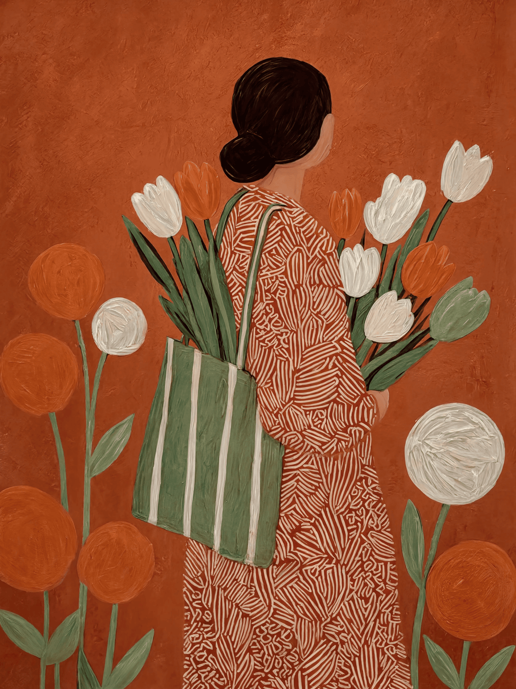 Terracotta Tulip Print | Contemporary Botanical Floral Wall Art