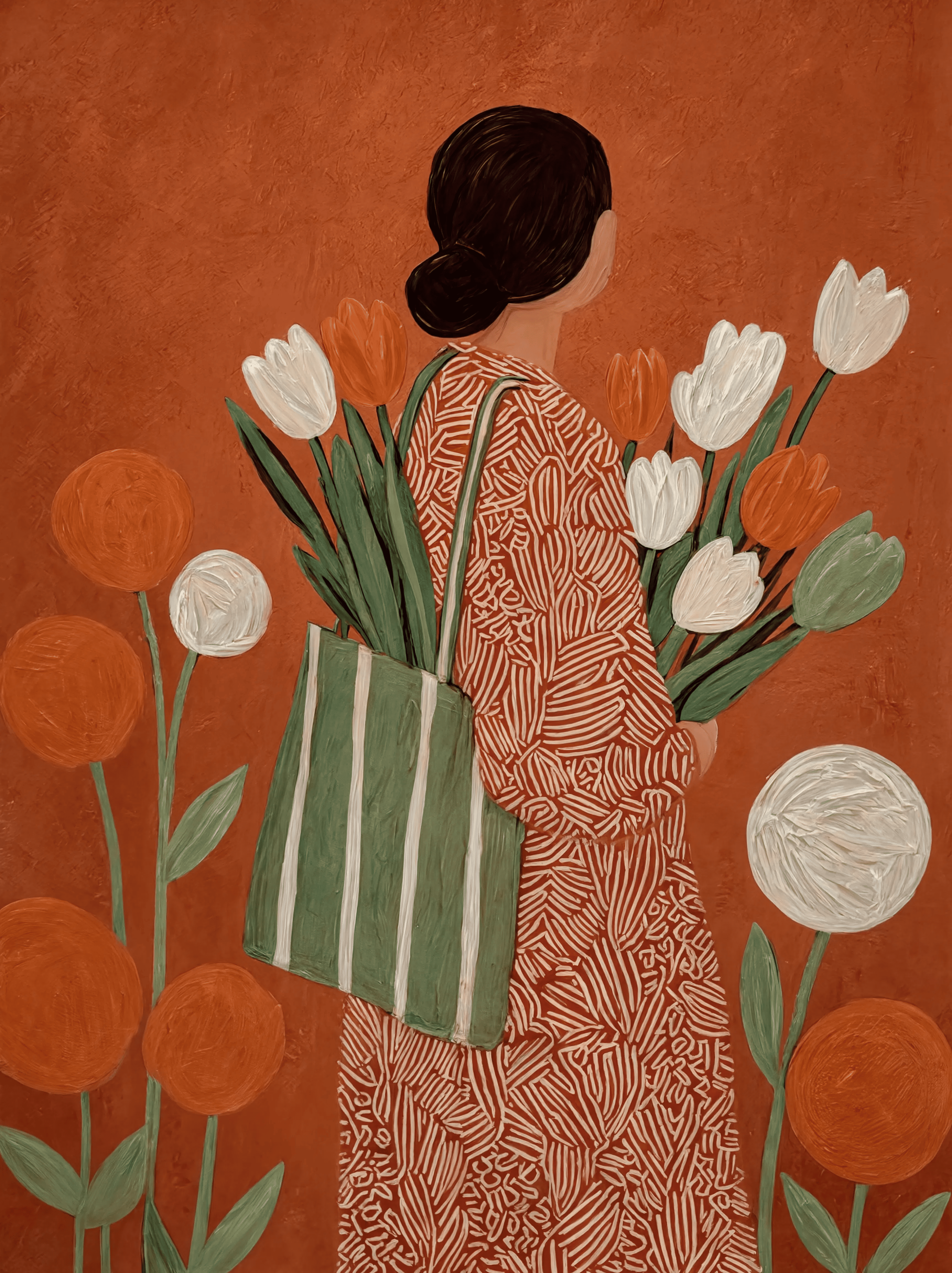 Terracotta Tulip Print | Contemporary Botanical Floral Wall Art