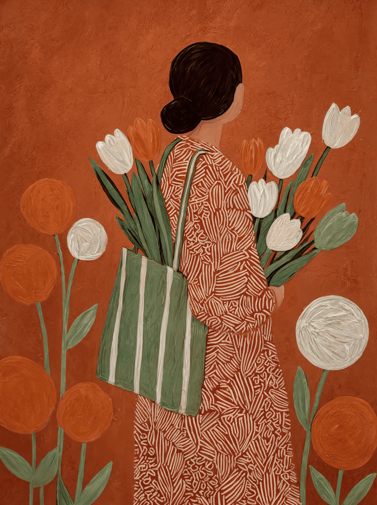 Canvas Print Terracotta Tulip | Contemporary Botanical Floral Wall Art