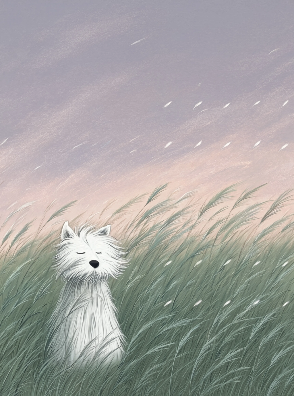 Terrier in Sage Meadow | Whimsical Dog Wall Art