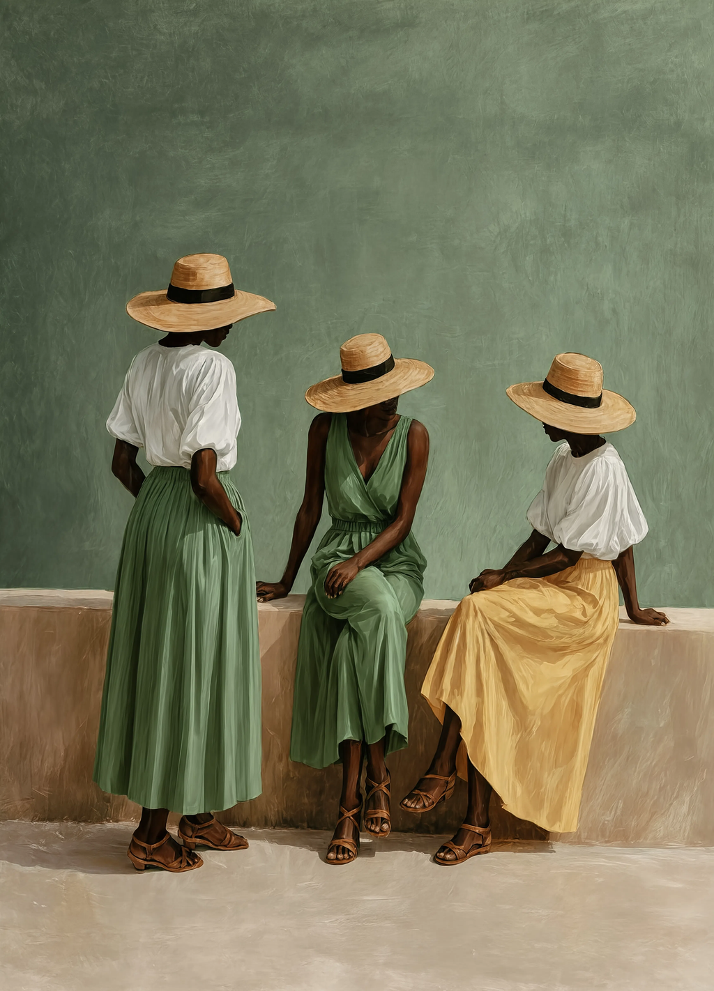 Three Elegant Black Women Portrait | Modern Home Decor Print