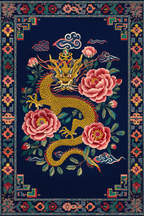 Blue Tibetan Dragon Poster – Mystical Asian Art Print