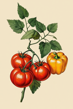 Tomato & Pepper – Botanical Kitchen Art Print - Hakyarts