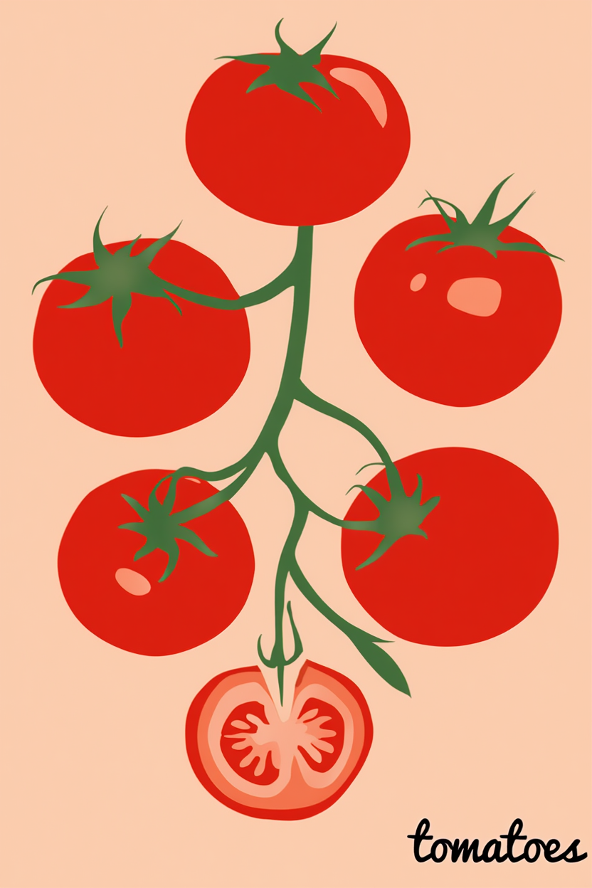 Tomato Study No.01 – Minimalist Kitchen Wall Art Print