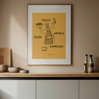 Pasta, Aperol, Espresso – Modern Kitchen Lifestyle Poster – Contemporary Wall Art Print