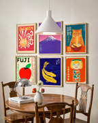 Set of 6 Japanese Wall Art Prints – Ramen, Cats, Mount Fuji & Koi Minimalist Artwork Collection