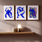 Acrobate Blue – Set of 3 Modern Figurative Art Prints - Hakyarts