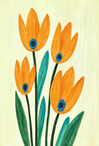 Folk Tulips – Autumn Variation | Contemporary Botanical Wall Art Print