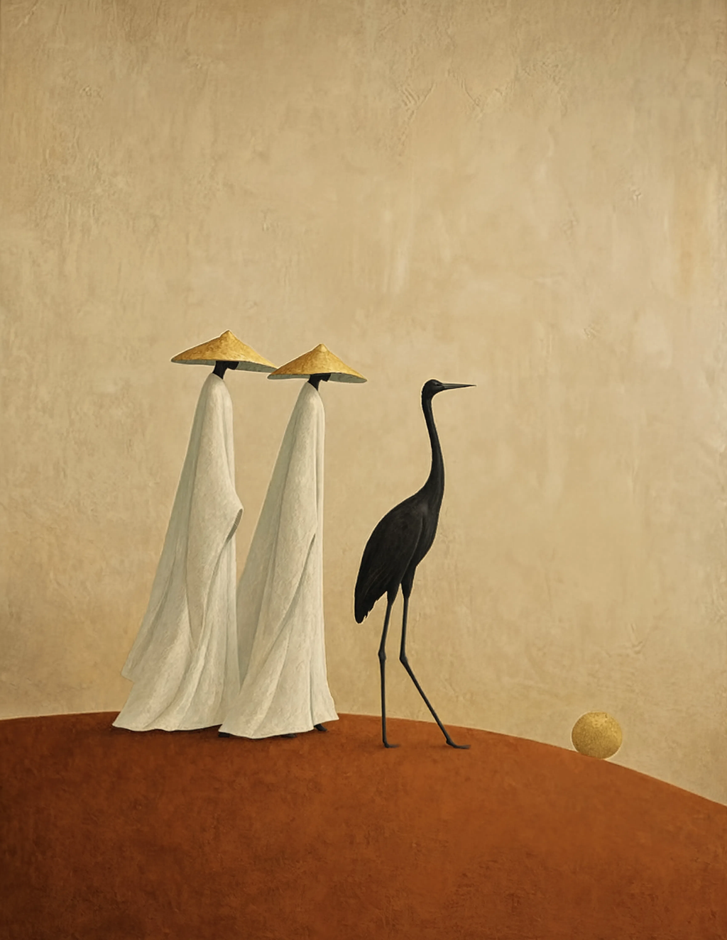 Two Figures and a Bird | Contemporary Figurative Wall Art Print
