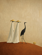 Two Figures and a Bird | Contemporary Figurative Wall Art Print
