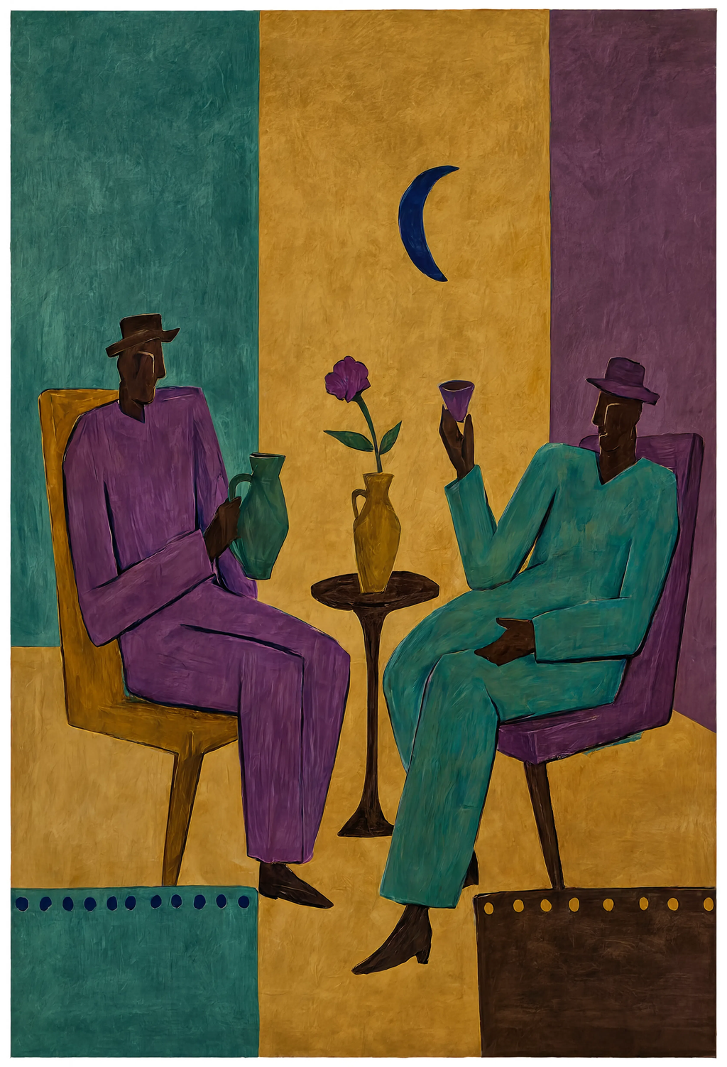 Two Men Conversing | Contemporary Figurative Art Print