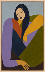 Two Seated Women | Cool Hue | Contemporary Figurative Art Print