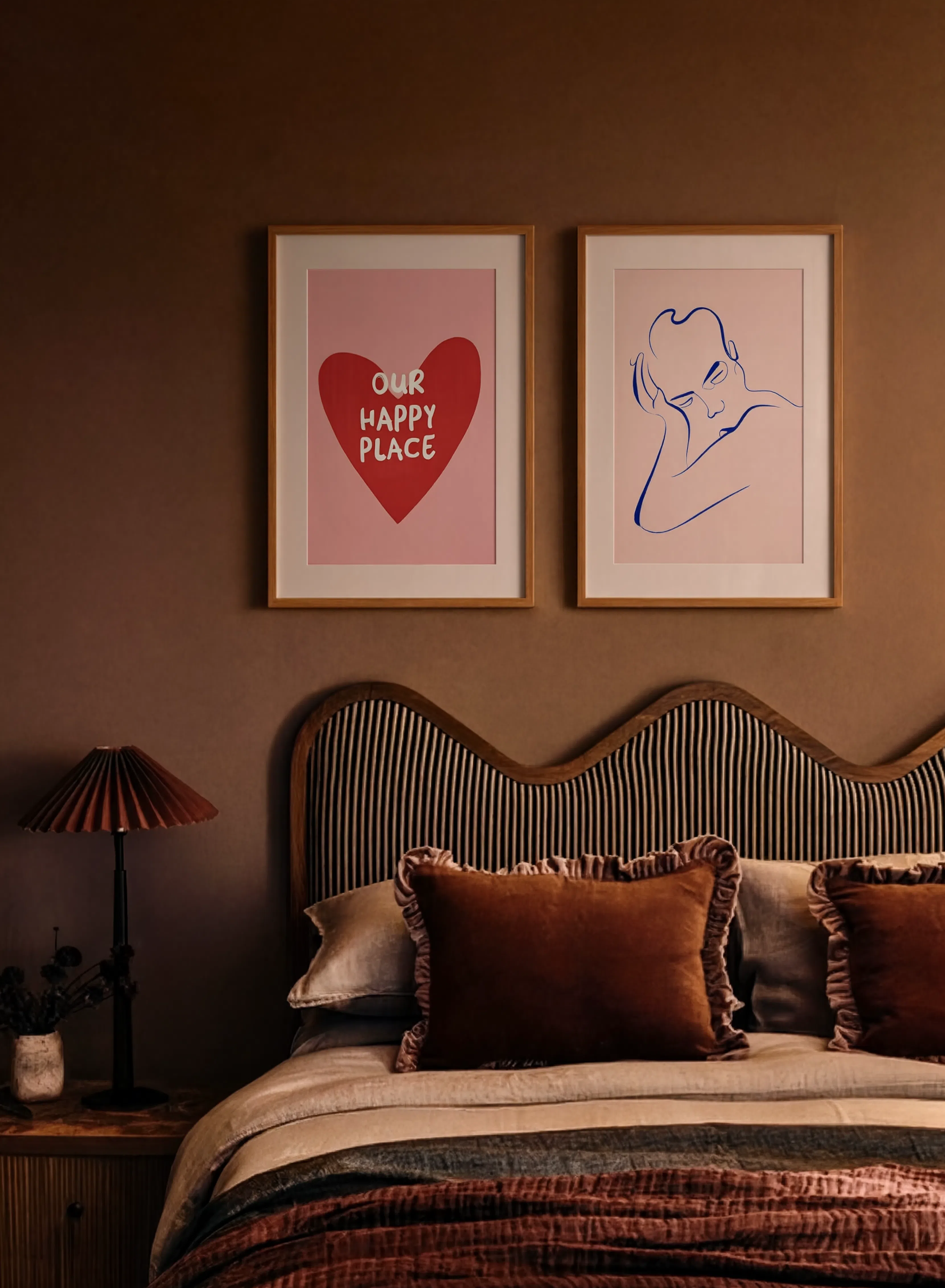 Set of 2 Minimalist Home & Comfort Wall Art Prints – Sleepy & Our Happy Place Gallery Set