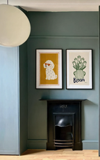 Set of 2 Bloom Floral & Playful Dog Prints | Contemporary Botanical & Animal Wall Art Set