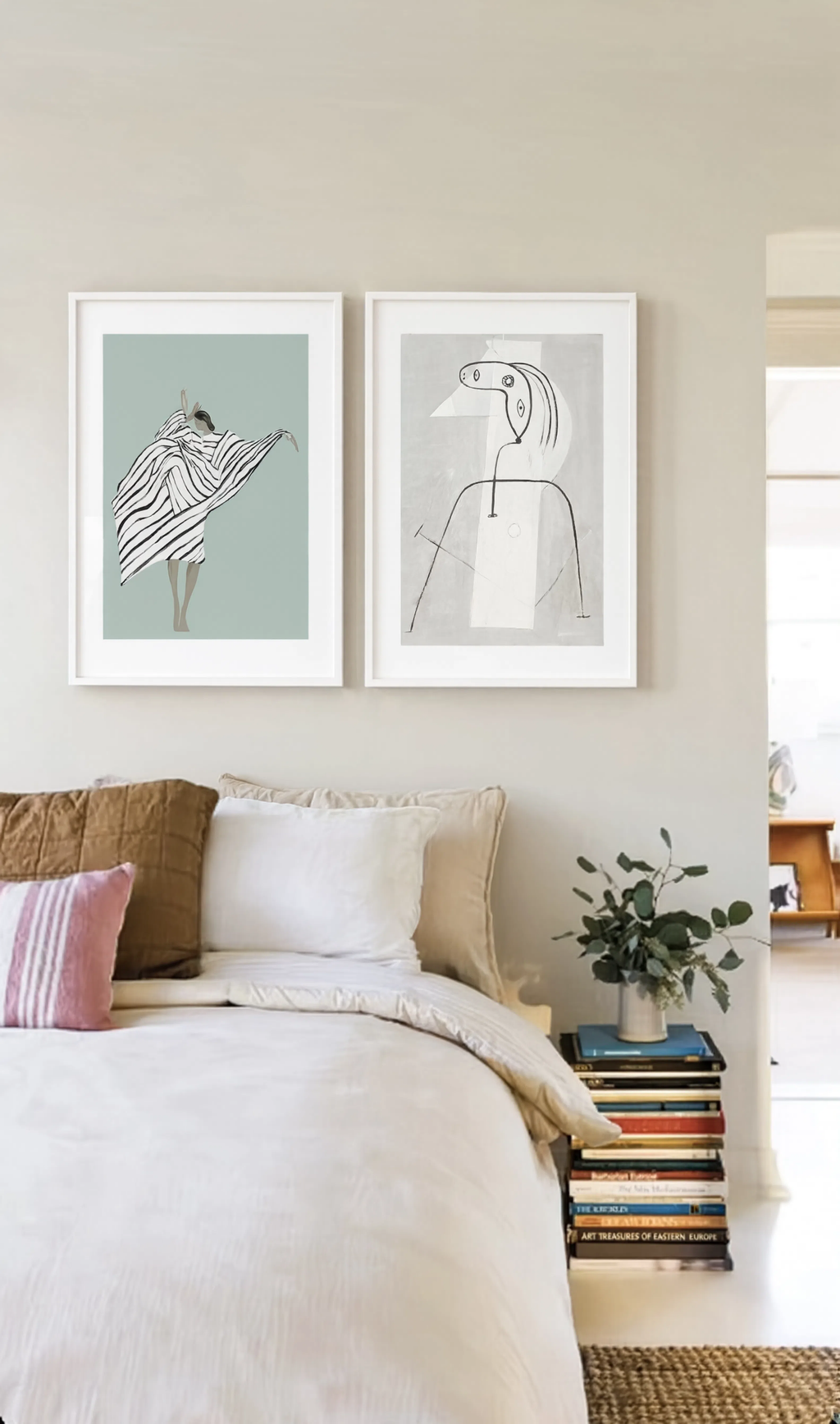 Set of 2 Contemporary Figurative Art Prints – Contemplation & Ethereal Grace Gallery Set