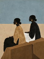 Sisterhood Beautiful Seated Black Women | Contemporary Figurative Art Print