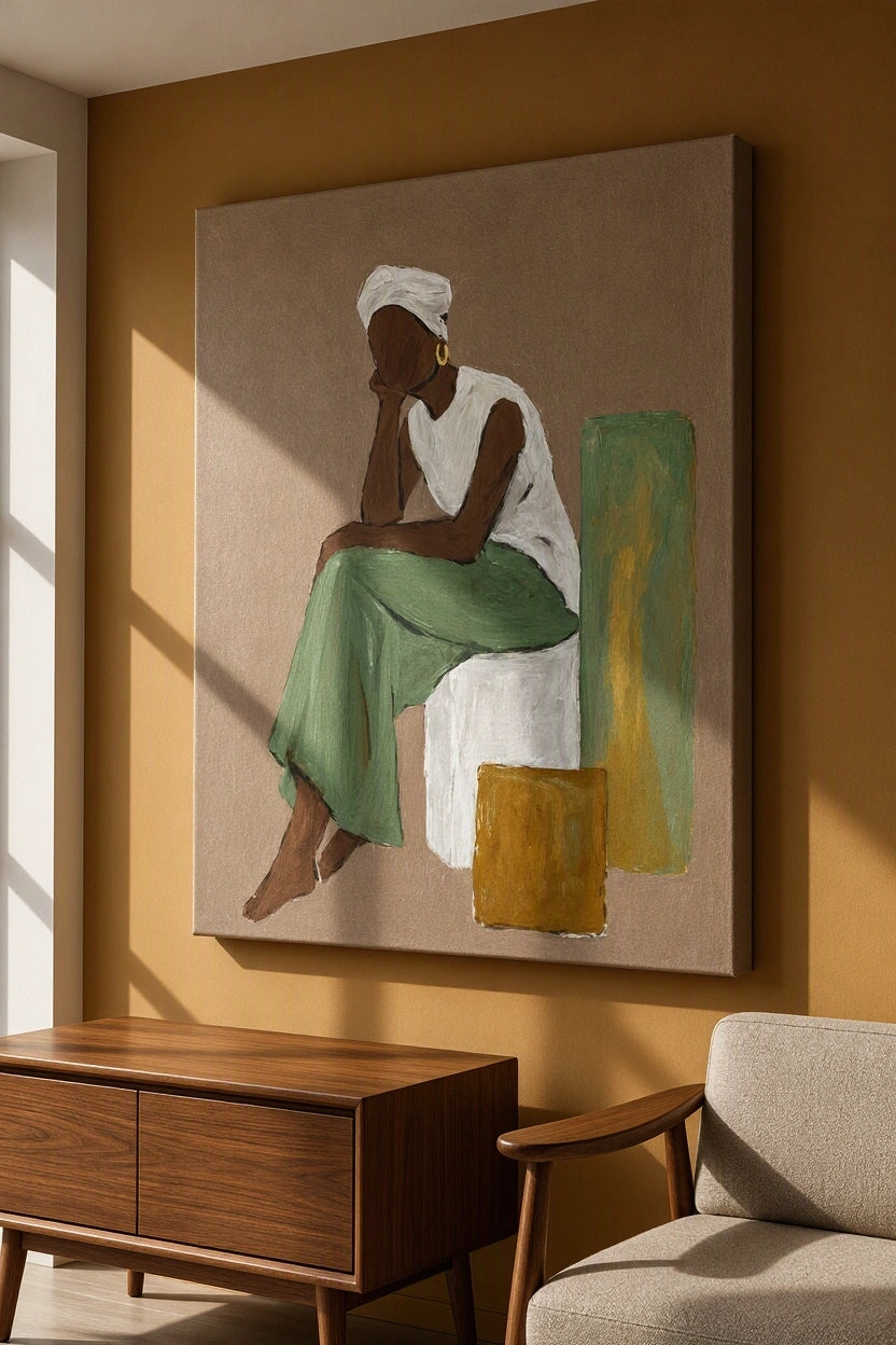 Canvas Print Elegant Seated Lady | Modern Figurative Art Print