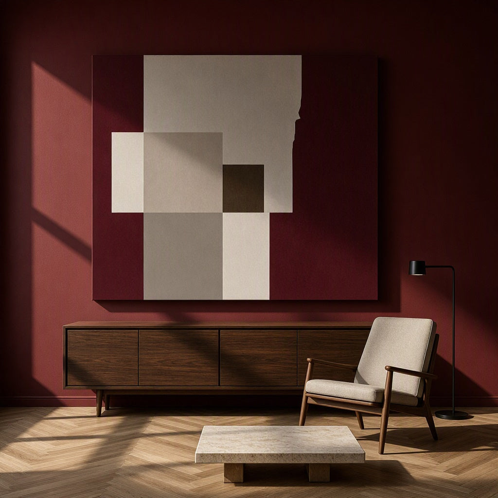 Canvas Print Burgundy Shapes Variation | Contemporary Abstract Wall