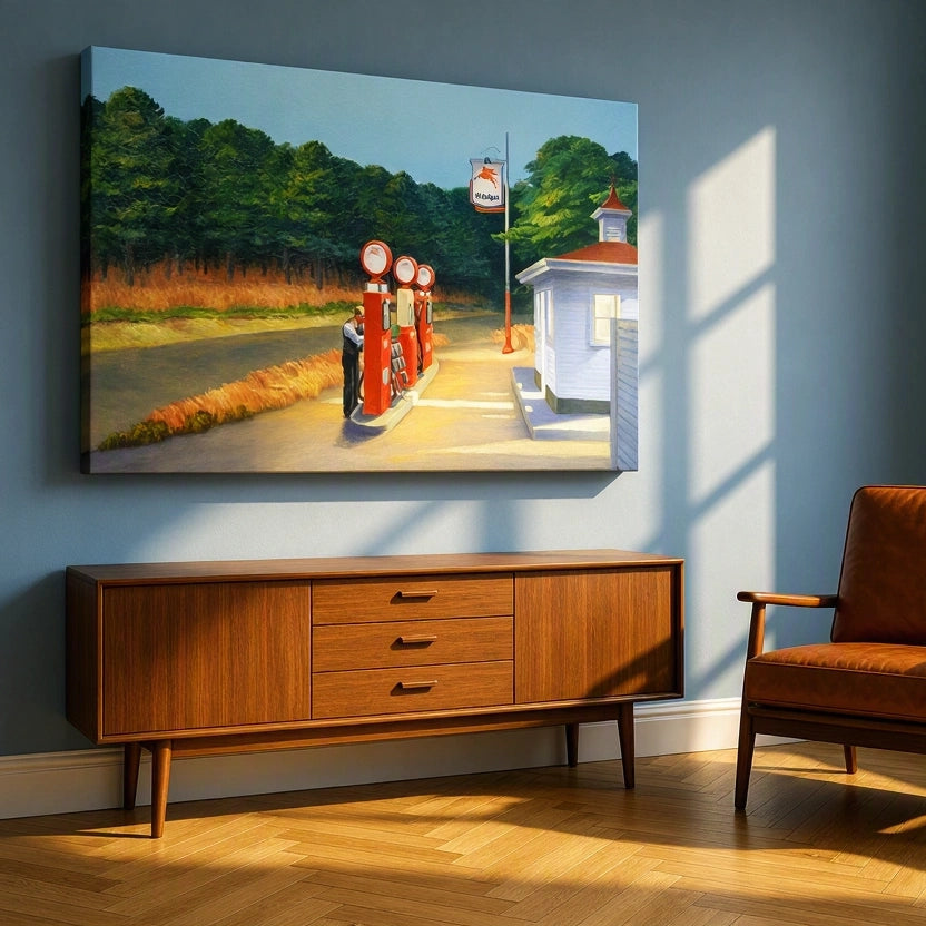 Canvas Print Edward Hopper – Gas, 1940 – American Realist Art Print | Modernist Landscape Wall Decor