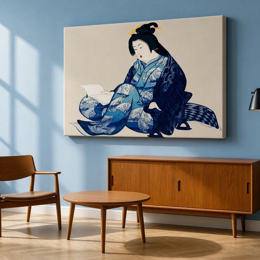 Canvas Print Kamisaka Sekka  - Reading lady from Momoyogusa