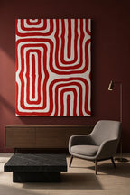 Canvas Print Geometric Maze Bold Red Abstract Art