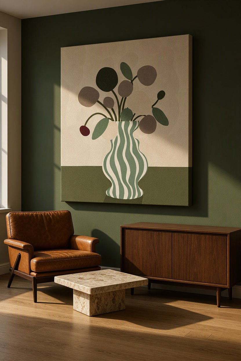 Canvas Print Olive & Cream Still Life II | Contemporary Still Life Wall Art