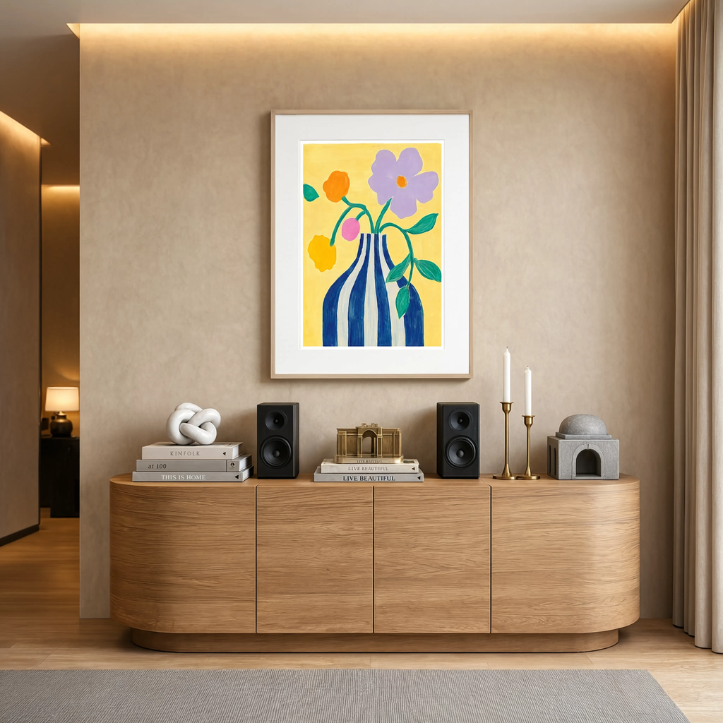 Striped Vase Print | Hue 2 | Contemporary Still Life Wall Art