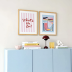 Set of 2 Expressionist & Contemporary Wall Art Prints – What’s The Tea & Pink Abstract Portrait Gallery Set
