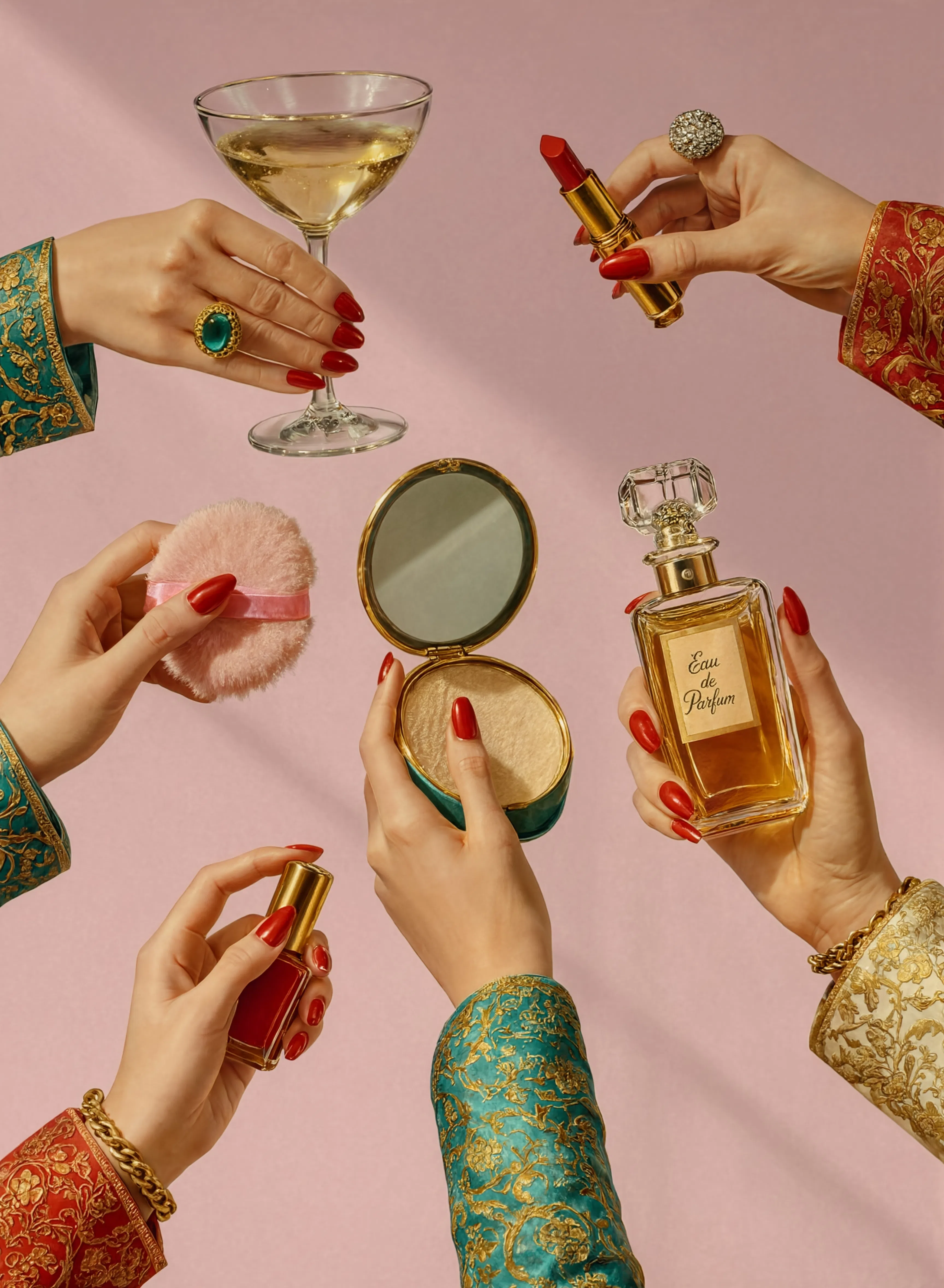 Vintage Beauty Hands Collage I | Modern Fashion Collage Wall Art