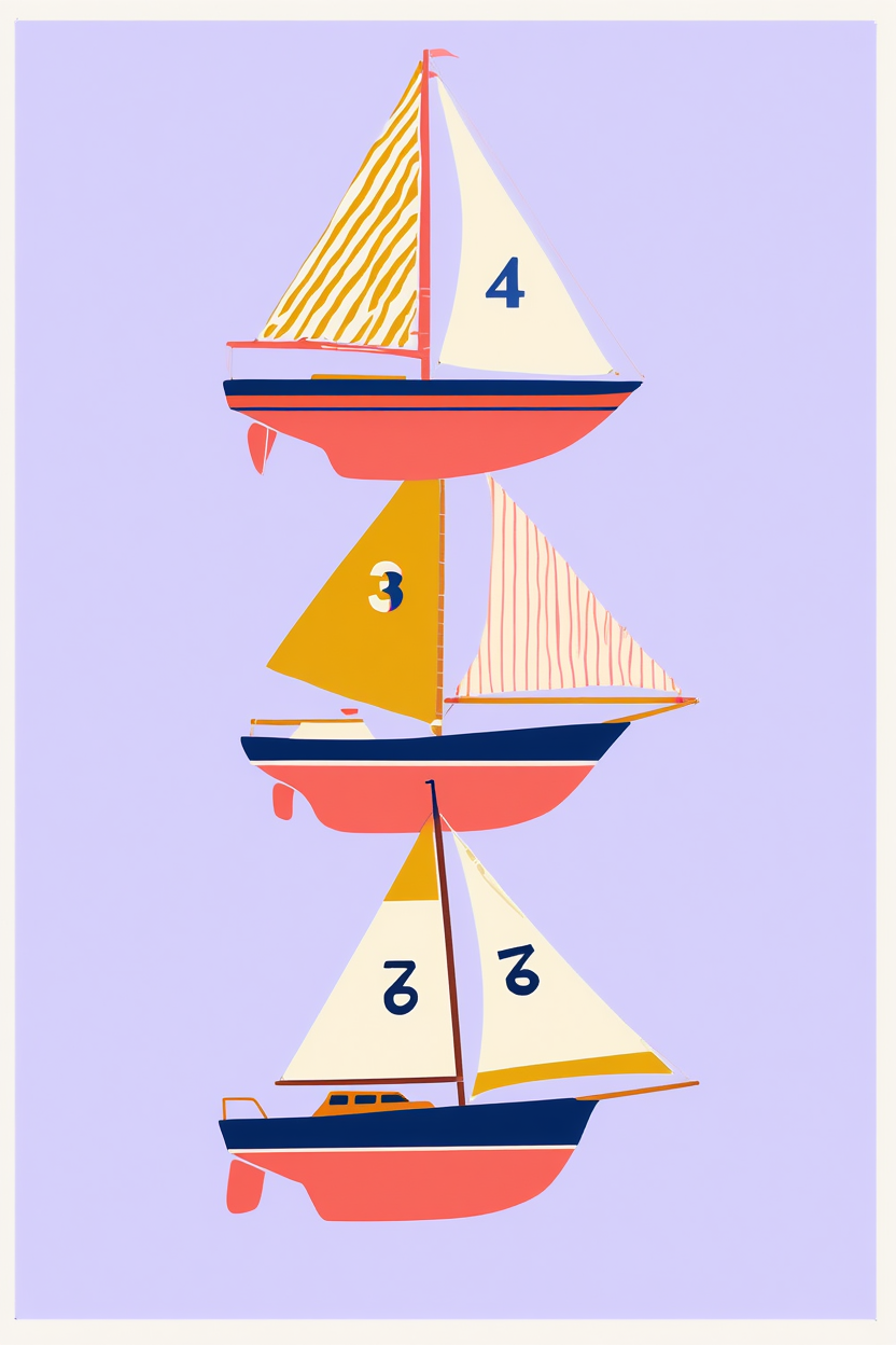 Vintage Sailboats – Minimalist Wall Art Print