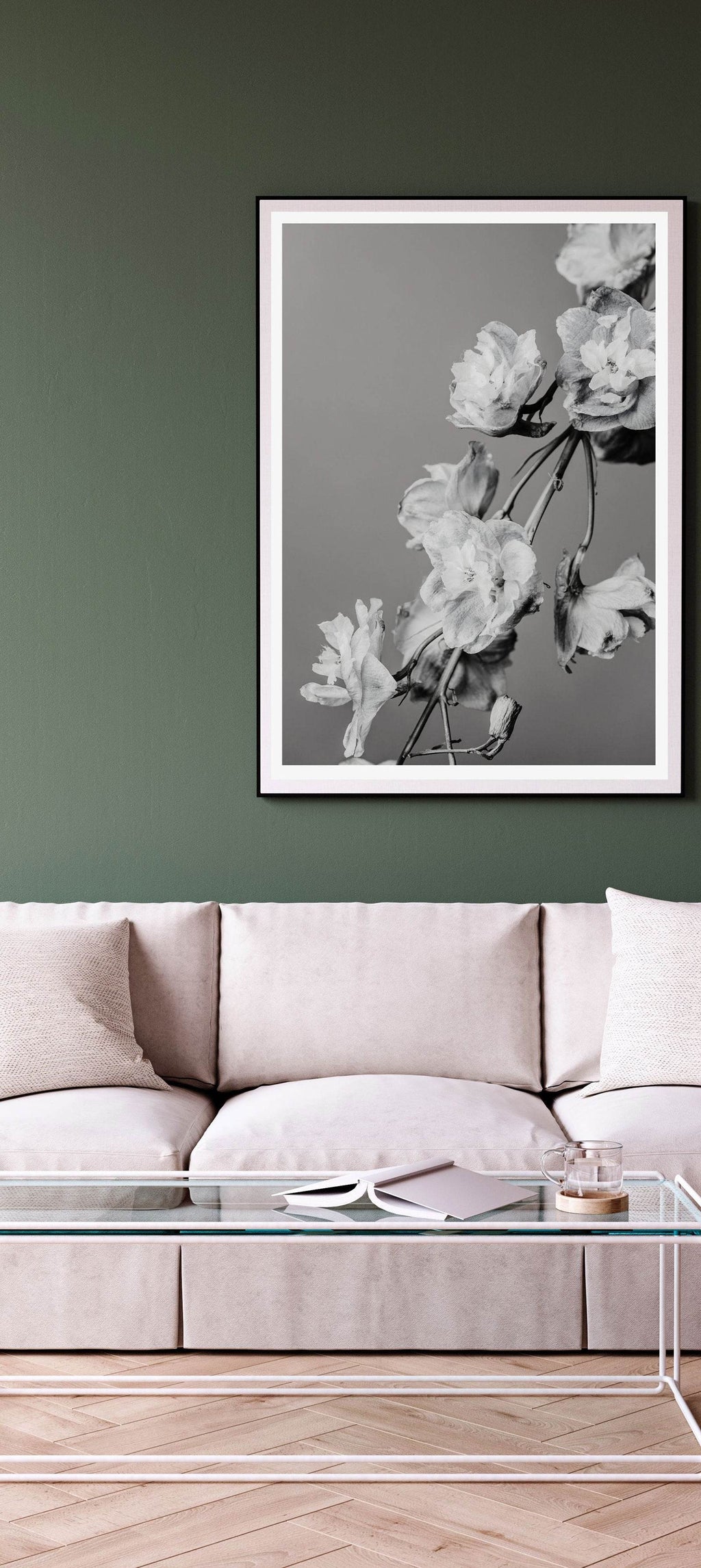 Vintage Black and White Floral Poster - Hakyarts