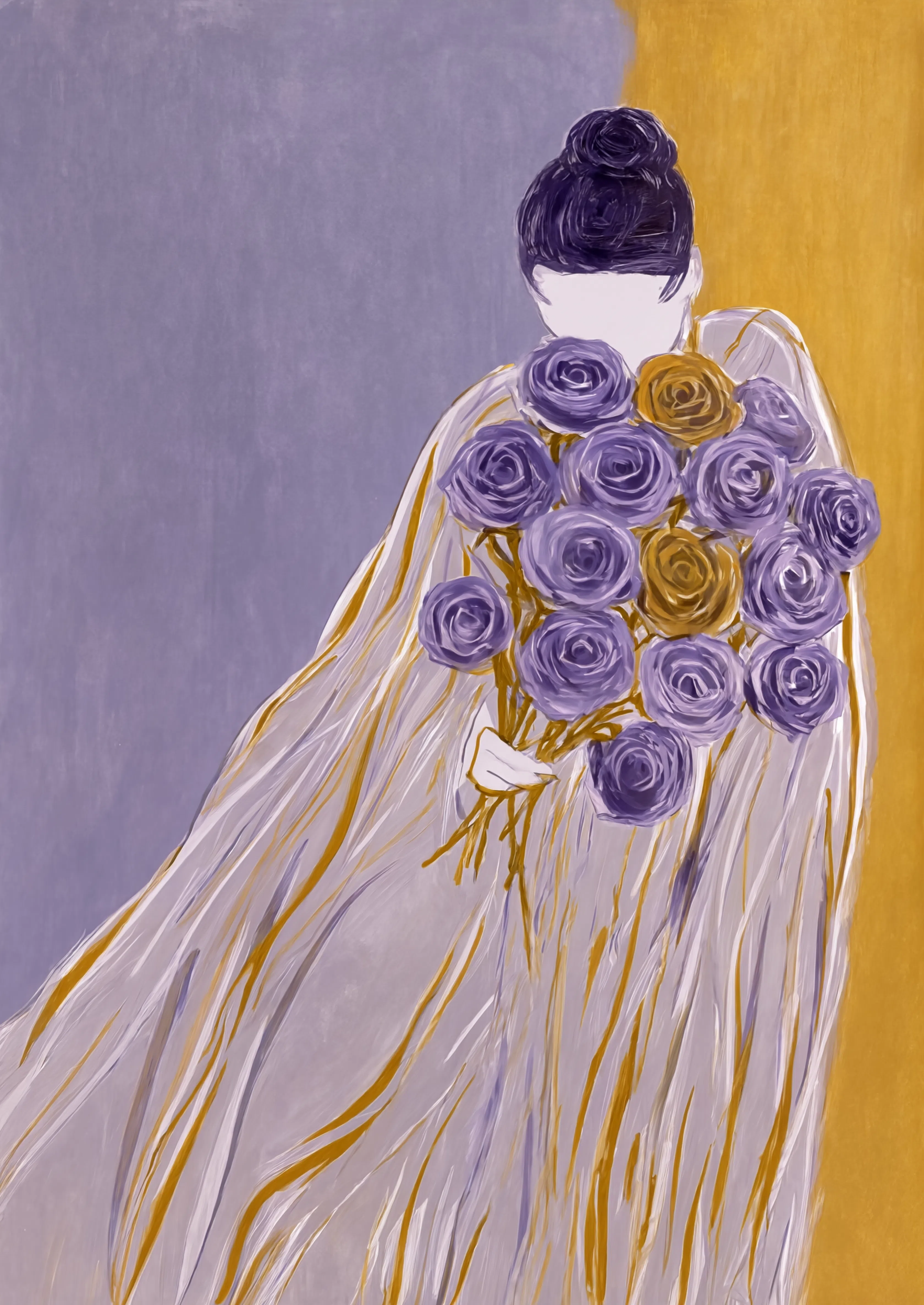 Violet Rose Print | Contemporary Botanical Floral Wall Art