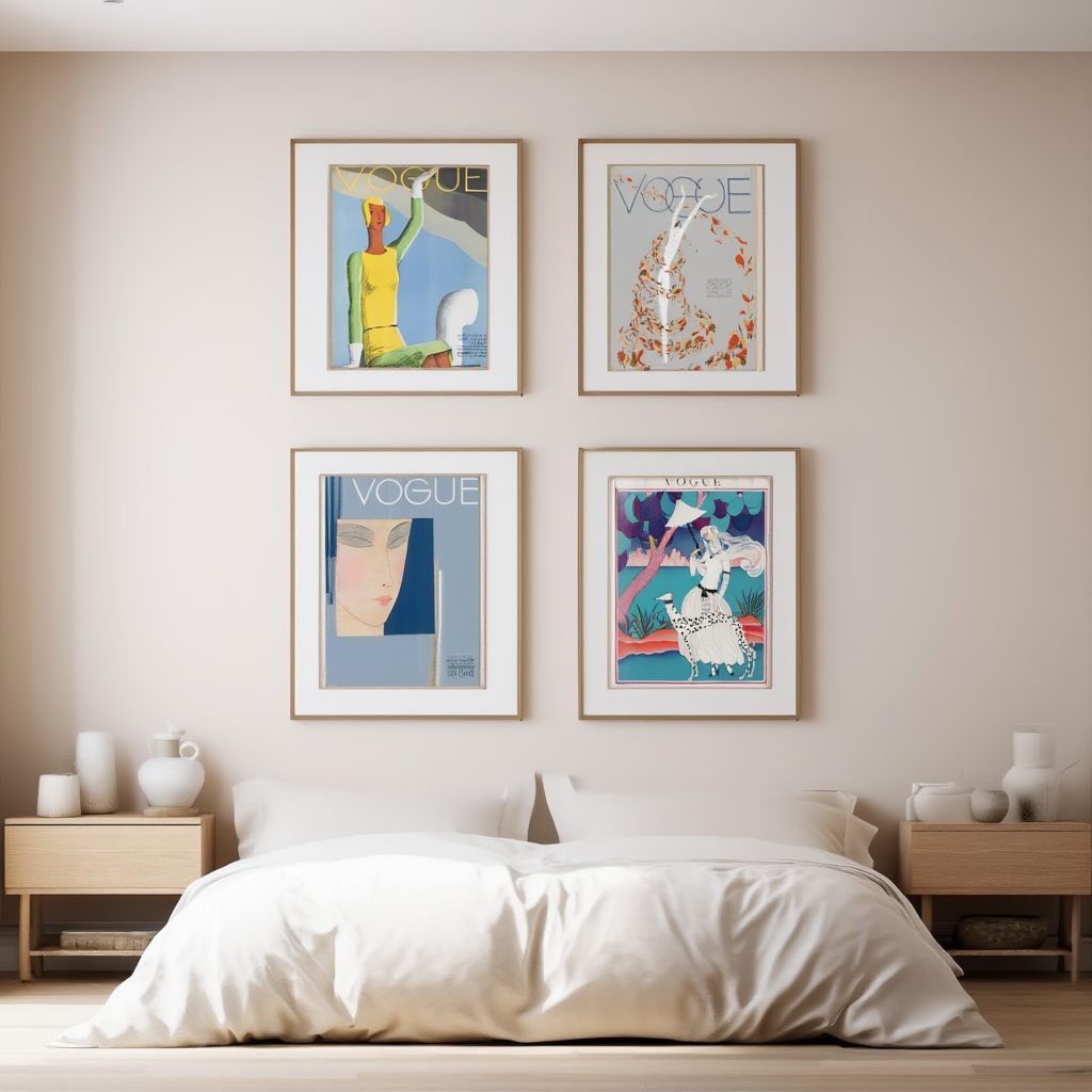 Set of 4 Vintage Vogue Prints – Iconic Fashion Wall Art - Hakyarts