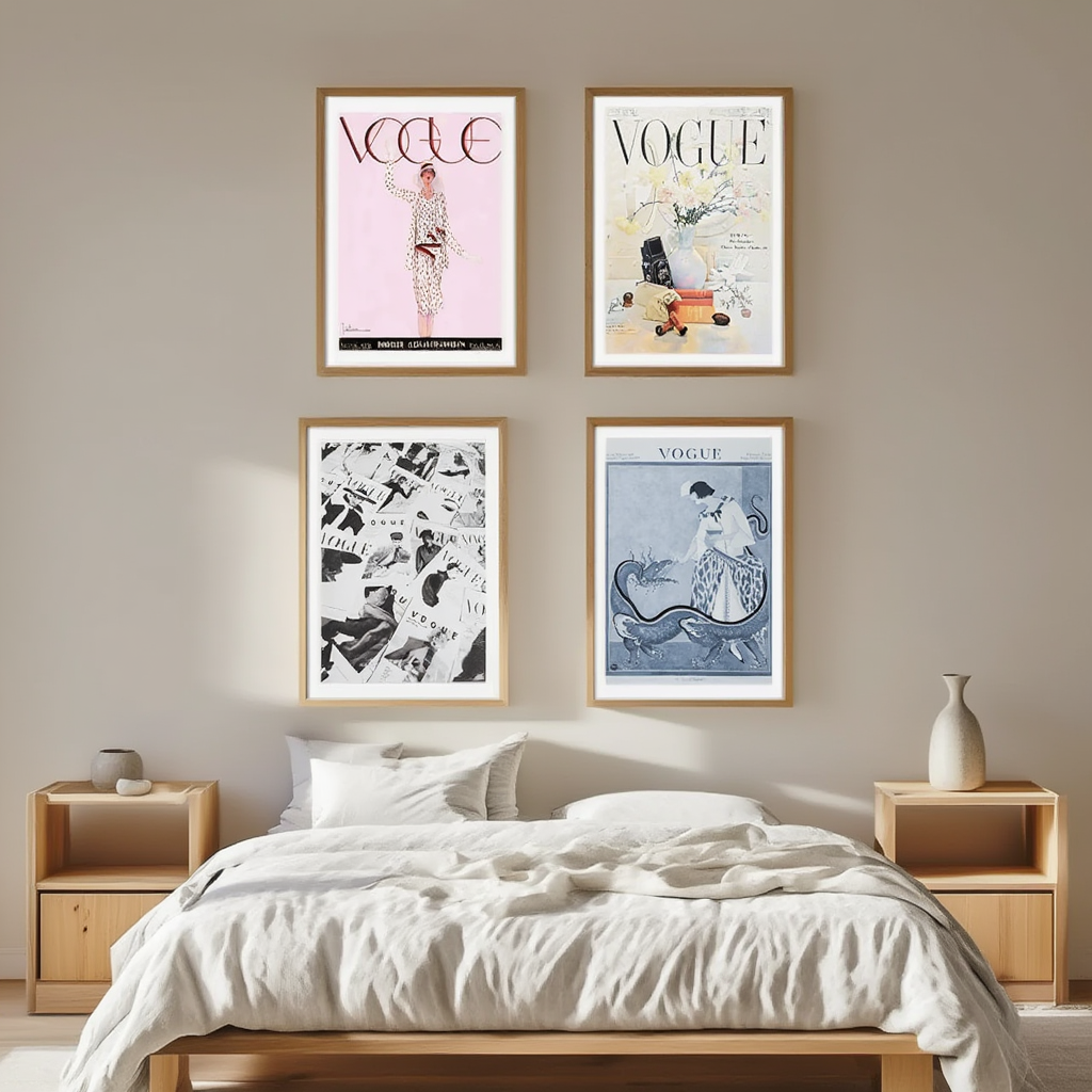 Set of 4 Retro Vogue Covers – Vintage Fashion Magazine Prints - Hakyarts