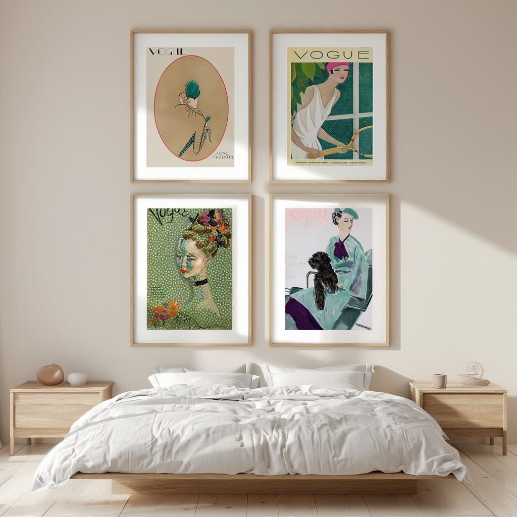 Vintage Vogue Magazine Prints – Set of 4 Timeless Fashion Covers - Hakyarts