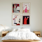 Set of 4 Elegant Vintage Vogue Prints – Fashion Magazine Wall Art - Hakyarts