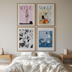 Set of 4 Retro Vogue Covers – Vintage Fashion Magazine Prints - Hakyarts