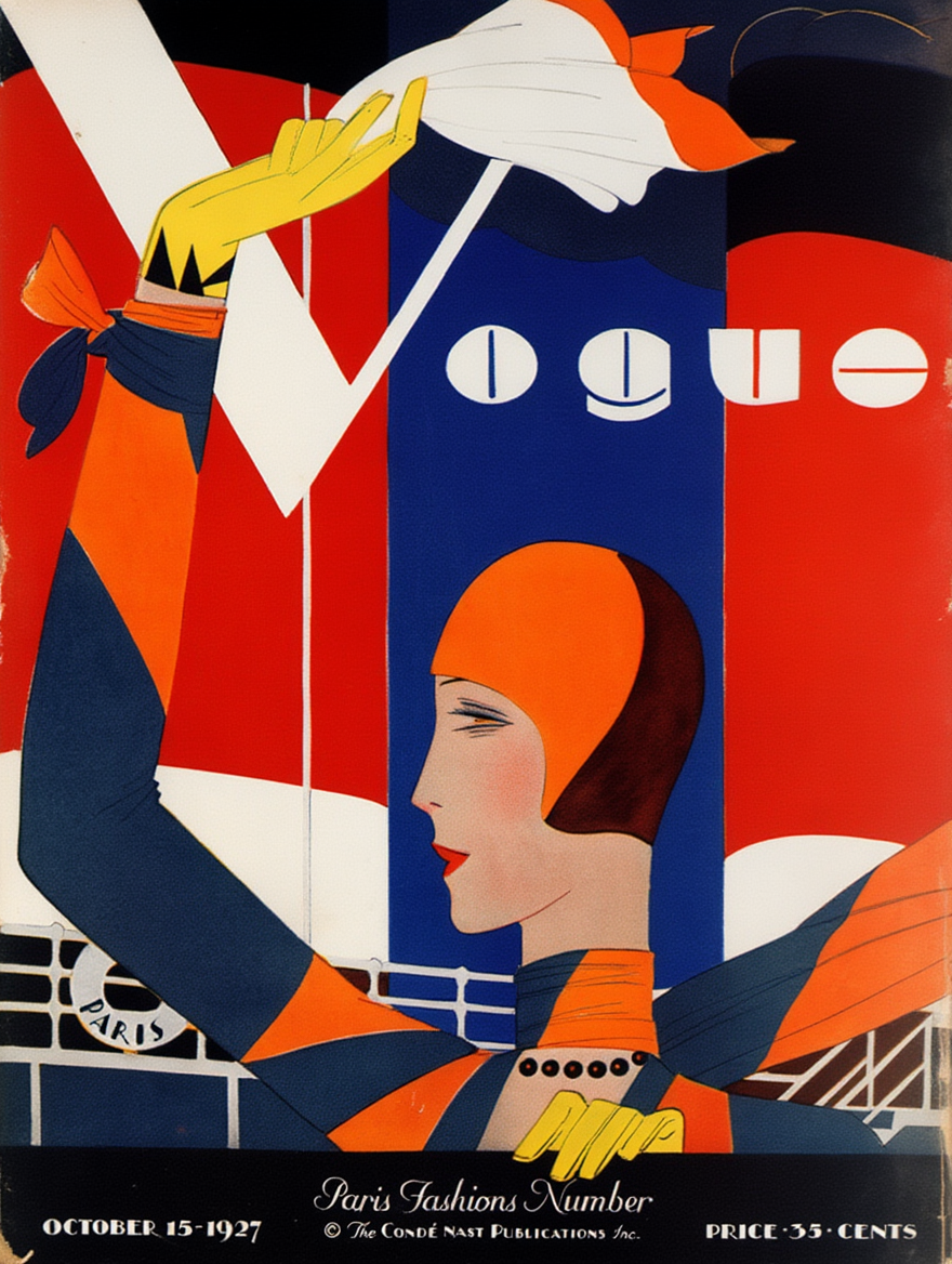 Vintage French Vogue Cover October 1927 – Fashion Illustration Print