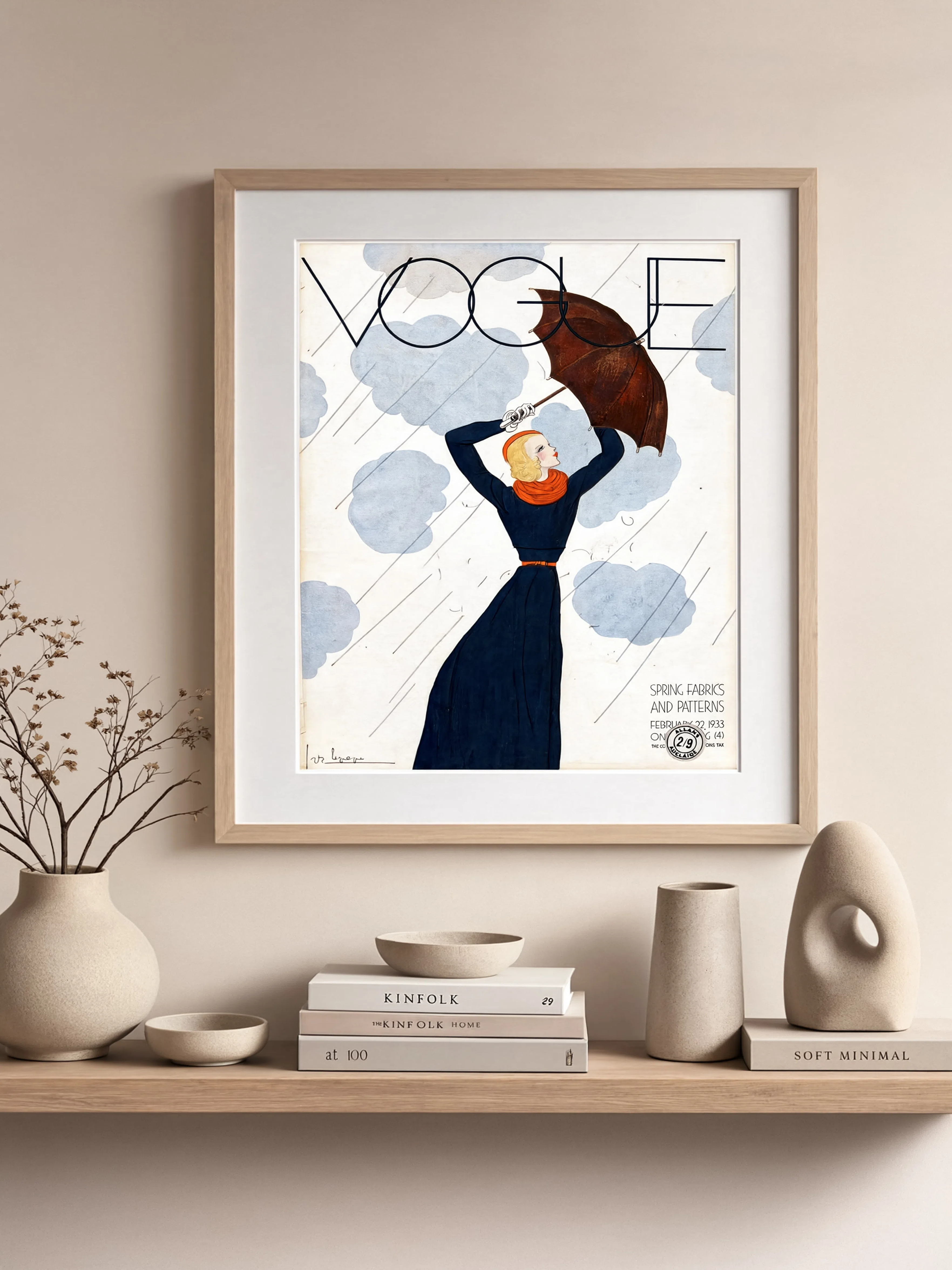 Vogue Magazine Cover, February 22 1933 – Spring Fabrics and Patterns Vintage Art Print Vogue Cover 1923 – Fashion Magazine Art Print (Copy)