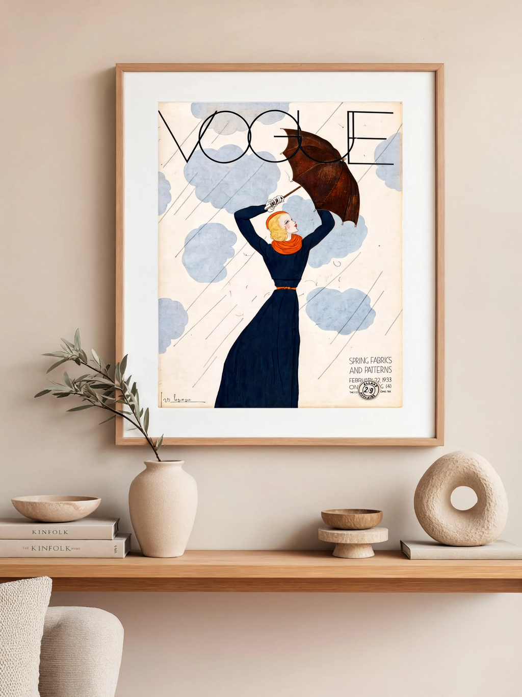 Vogue Magazine Cover, February 22 1933 – Spring Fabrics and Patterns Vintage Art Print Vogue Cover 1923 – Fashion Magazine Art Print (Copy)
