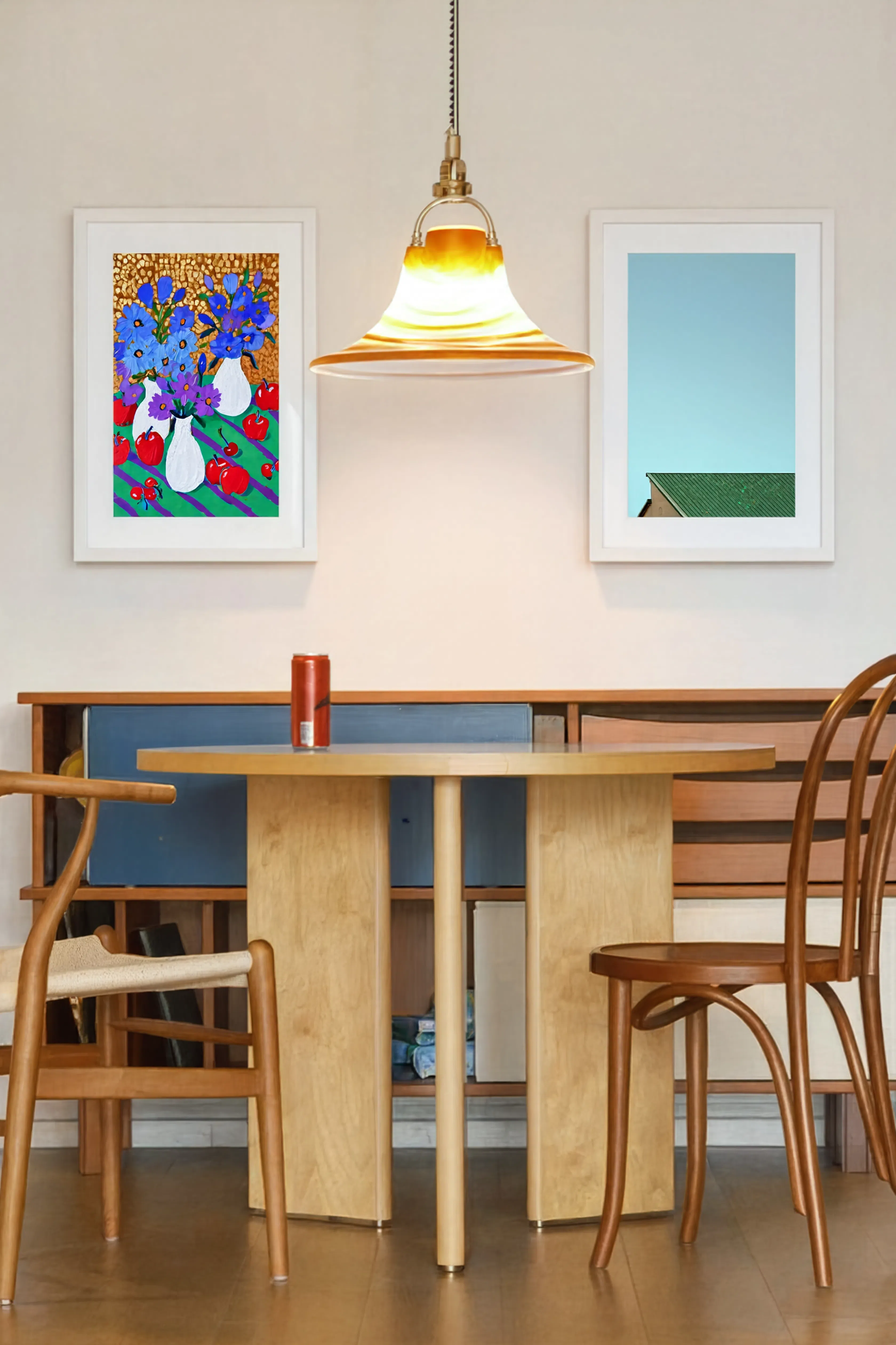 Set of 2 Botanical & Architectural Art Prints – Green House Rooftop & Quiet Bloom Gallery Set