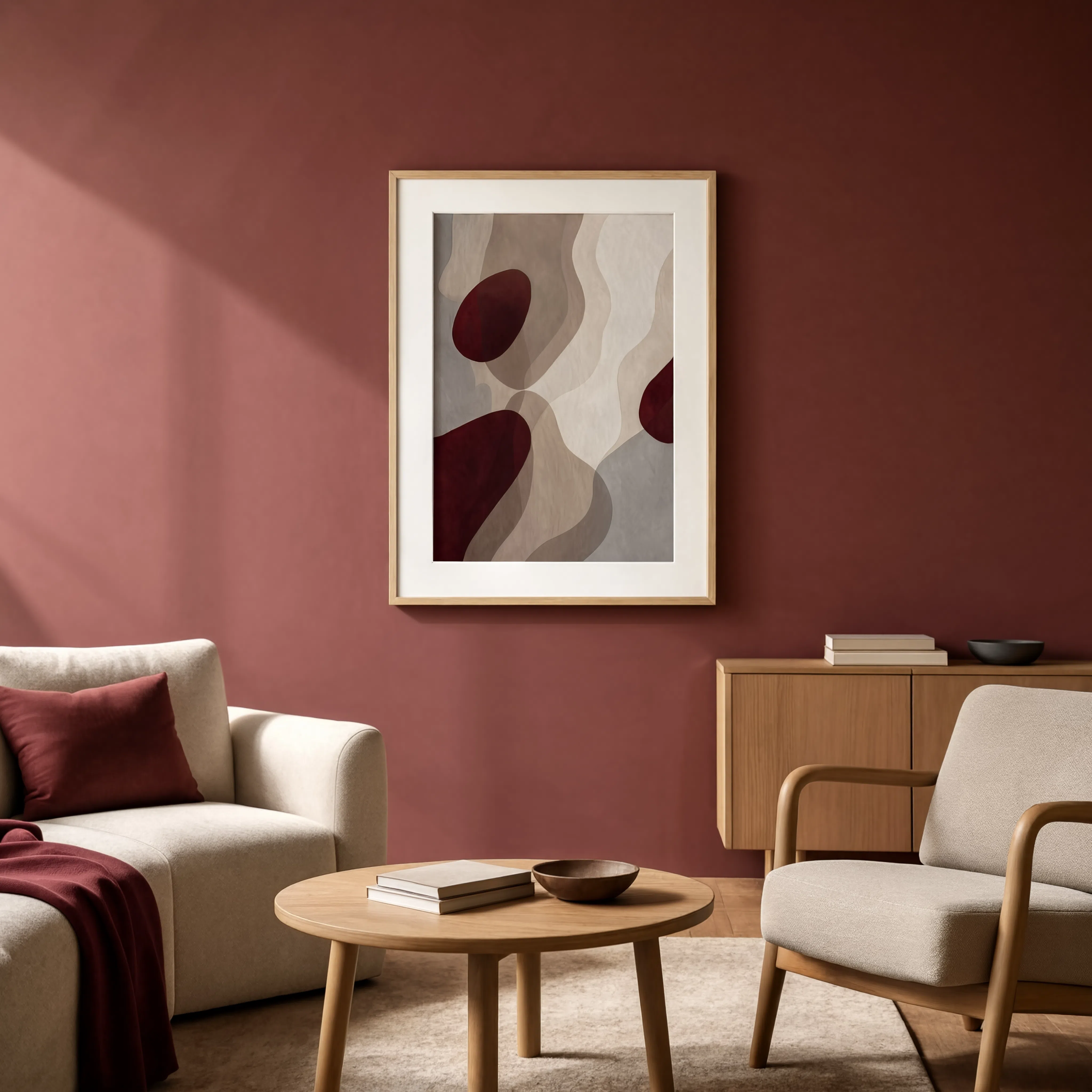 Burgundy Abstract Fields Series II | Contemporary Abstract Art Print