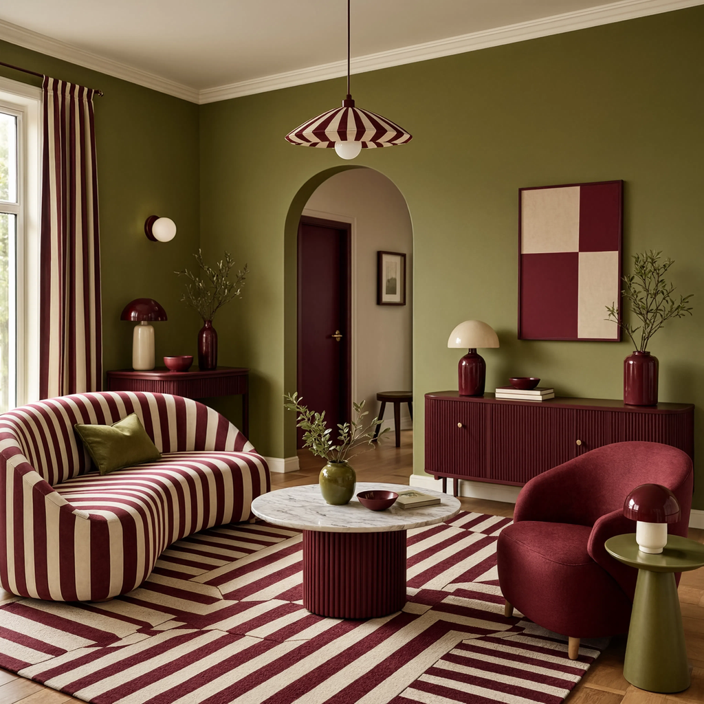 Geometric Burgundy | Contemporary Geometric Wall Art Print